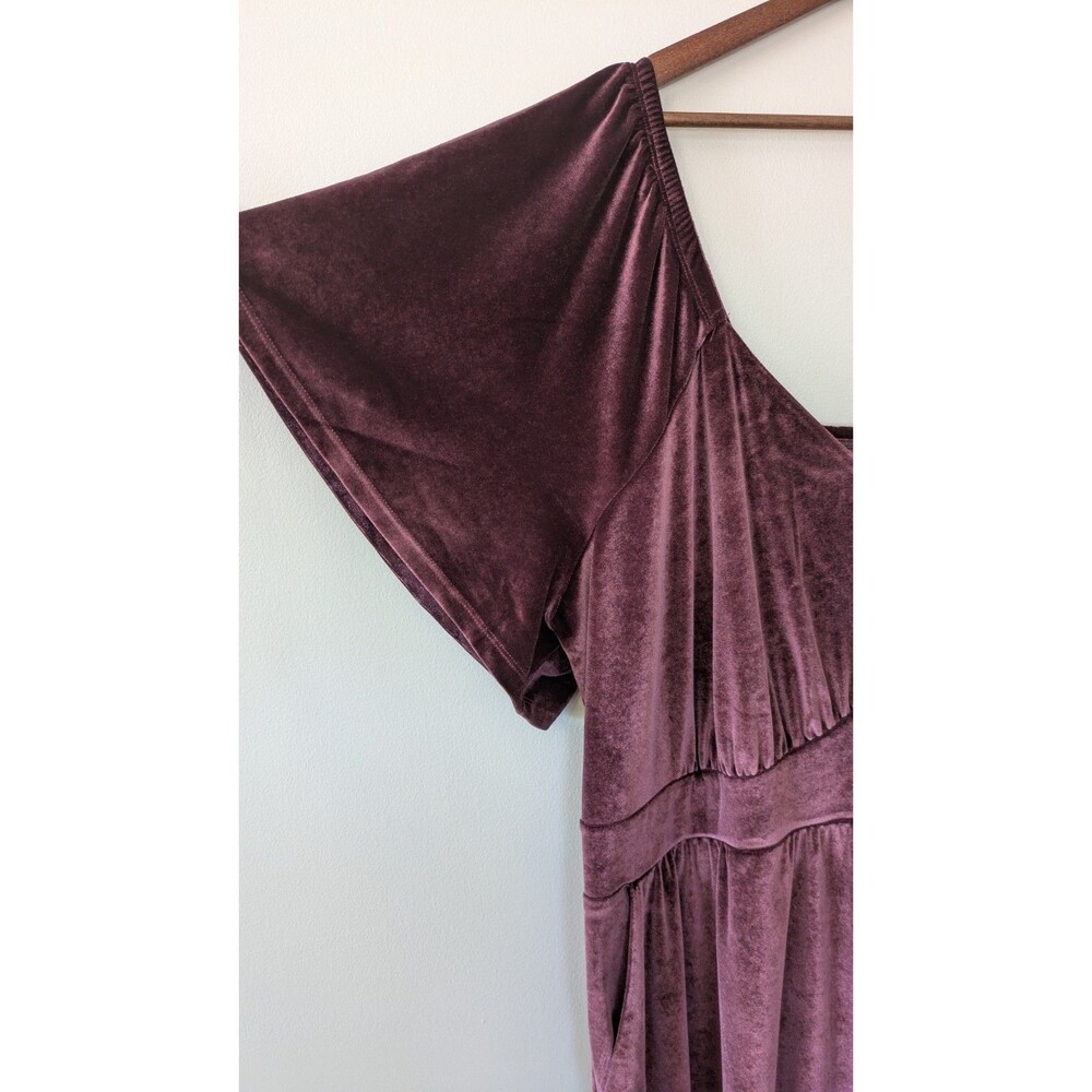 Torrid Velvet Maxi Dress 4X Tiered Flutter Sleeve Whimsigoth Regency Burgundy - Picture 4 of 13